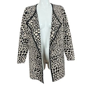 Andrea Jovine Animal Print Open Front Cardigan No Pockets Size Small